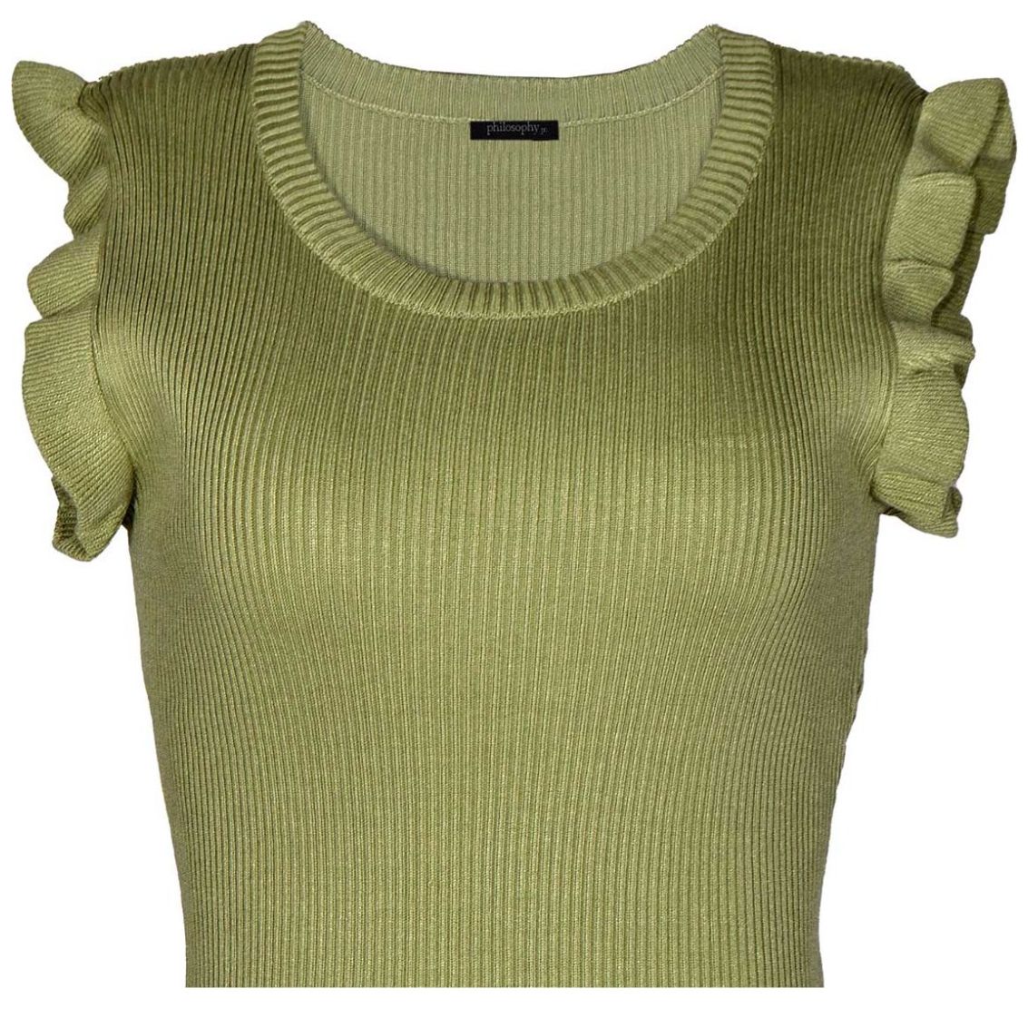 Blusa Acanalada  con Olanes en Manga para Mujer Philosophy Jr