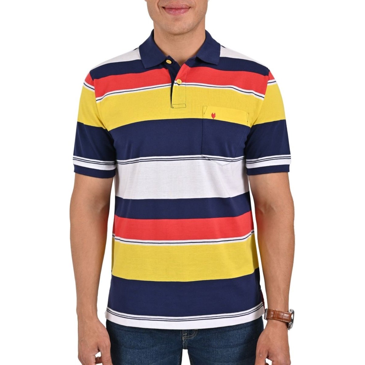 Playera Tipo Polo a Rayas Yale para Hombre Plus
