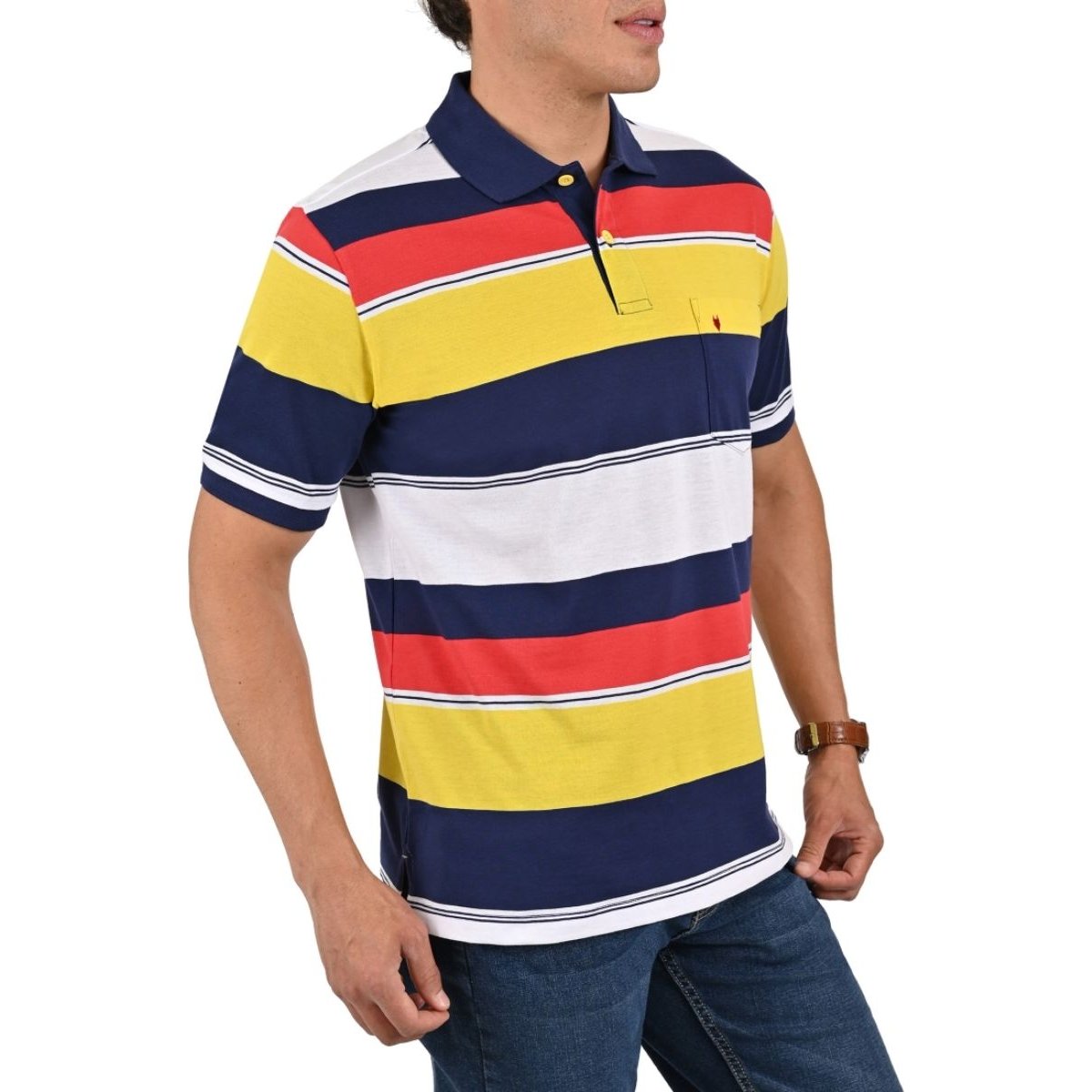 Playera Tipo Polo a Rayas Yale para Hombre Plus