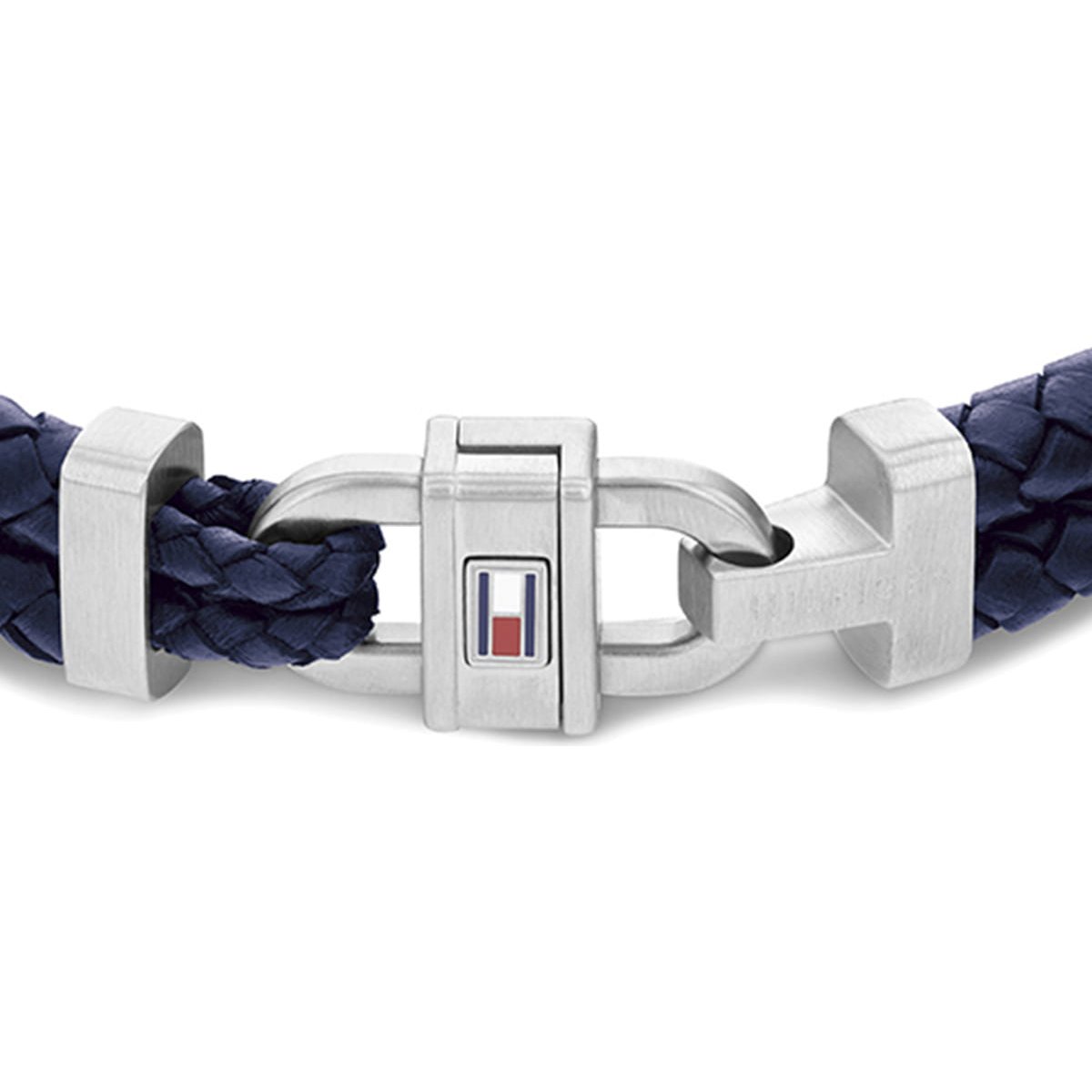 Brazalete Tommy Hilfiger de Acero Inoxidable, Cuero y Cordón Plateado/azul para Hombre