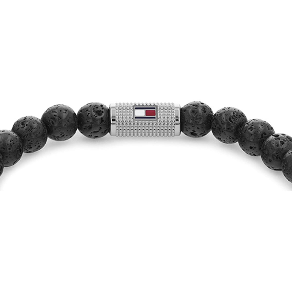 Brazalete Tommy Hilfiger de Acero Inoxidable y Cuerda Elástica Negro/plateado para Hombre