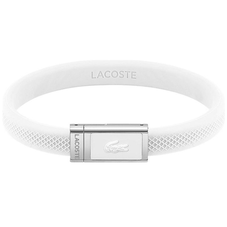 Brazalete Lacoste de Acero Inoxidable y Silicona Plateado/blanco para Mujer
