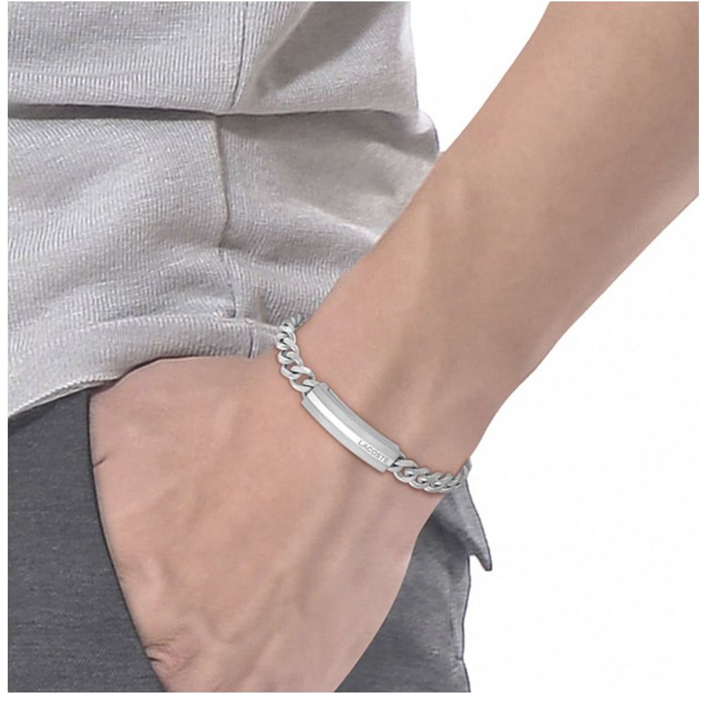 Brazalete Lacoste de Acero Inoxidable Plateado para Hombre