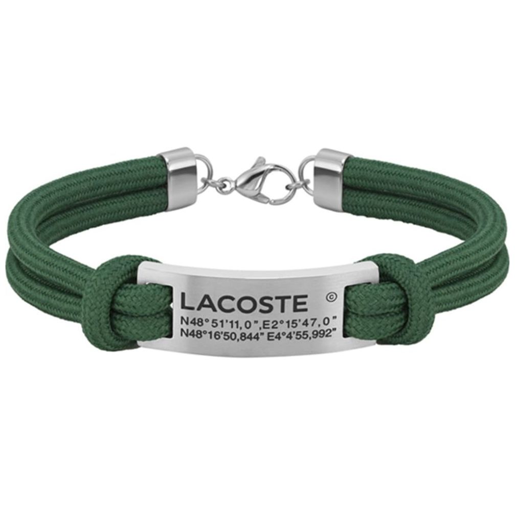 Brazalete  Lacoste de Acero Inoxidable y Plástico Oceánico  Plateado/verde para Hombre