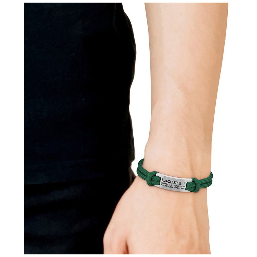 Brazalete  Lacoste de Acero Inoxidable y Plástico Oceánico  Plateado/verde para Hombre
