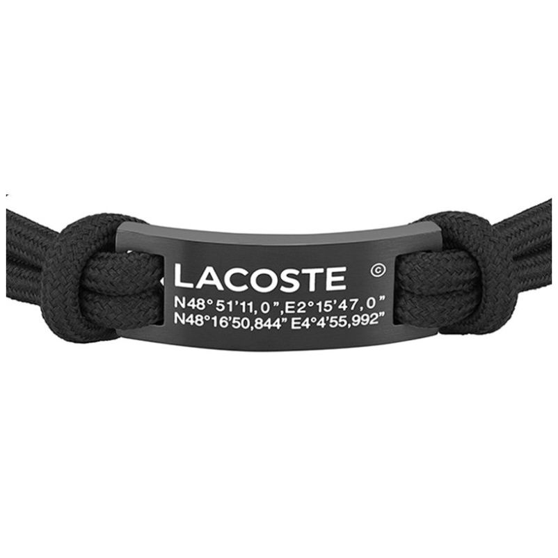 Brazalete Lacoste de Acero Inoxidable y Plástico Oceánico Negro para Hombre