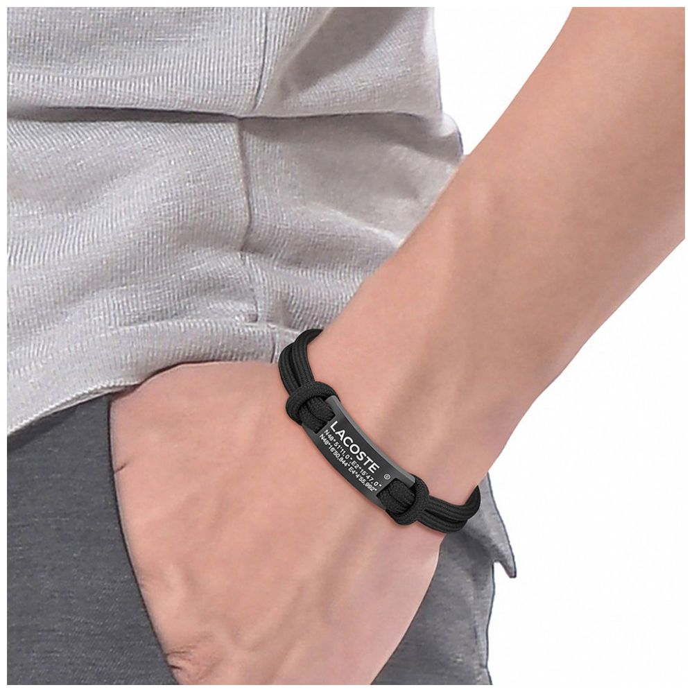 Brazalete Lacoste de Acero Inoxidable y Plástico Oceánico Negro para Hombre