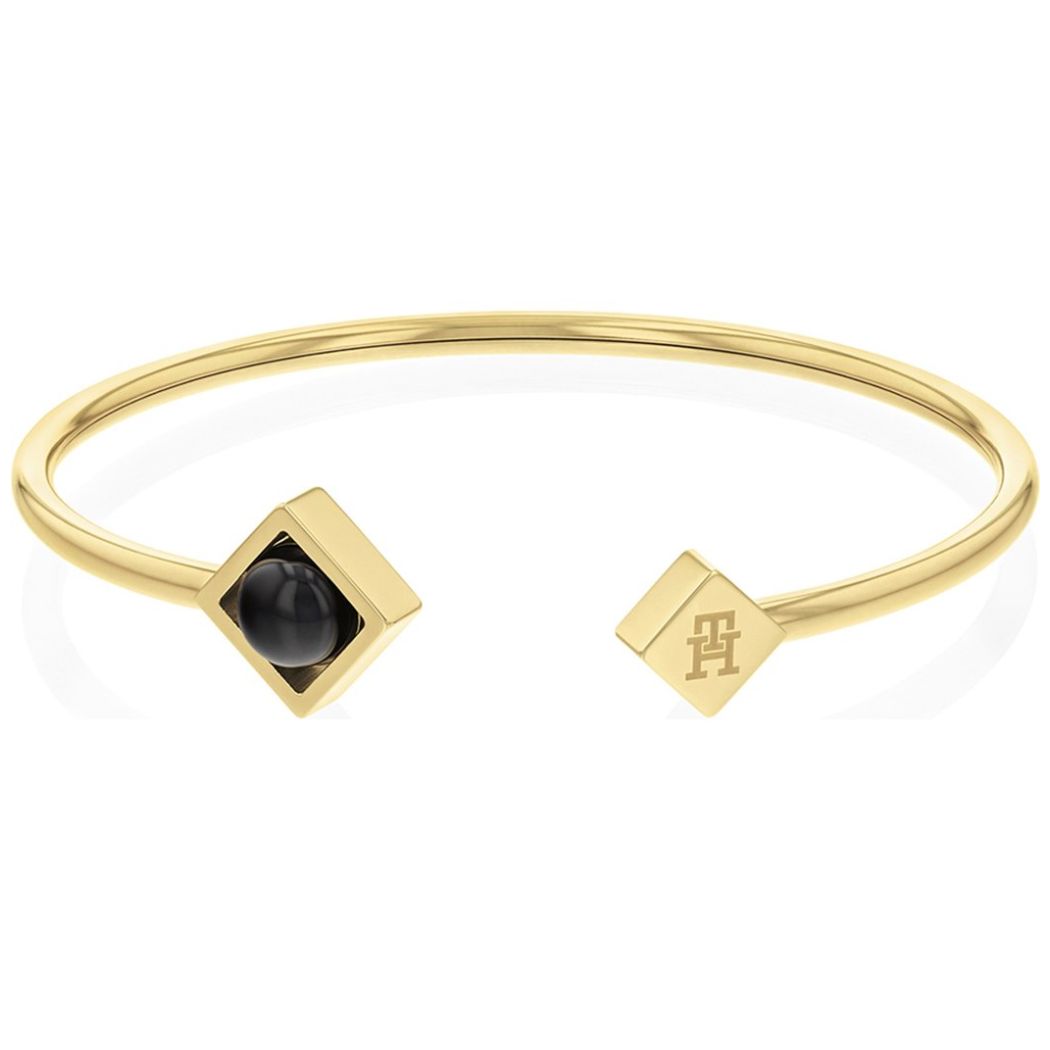 Brazalete Tommy Hilfiger de Acero Inoxidable y Piedra de Ónix  Dorado/negro  para Mujer