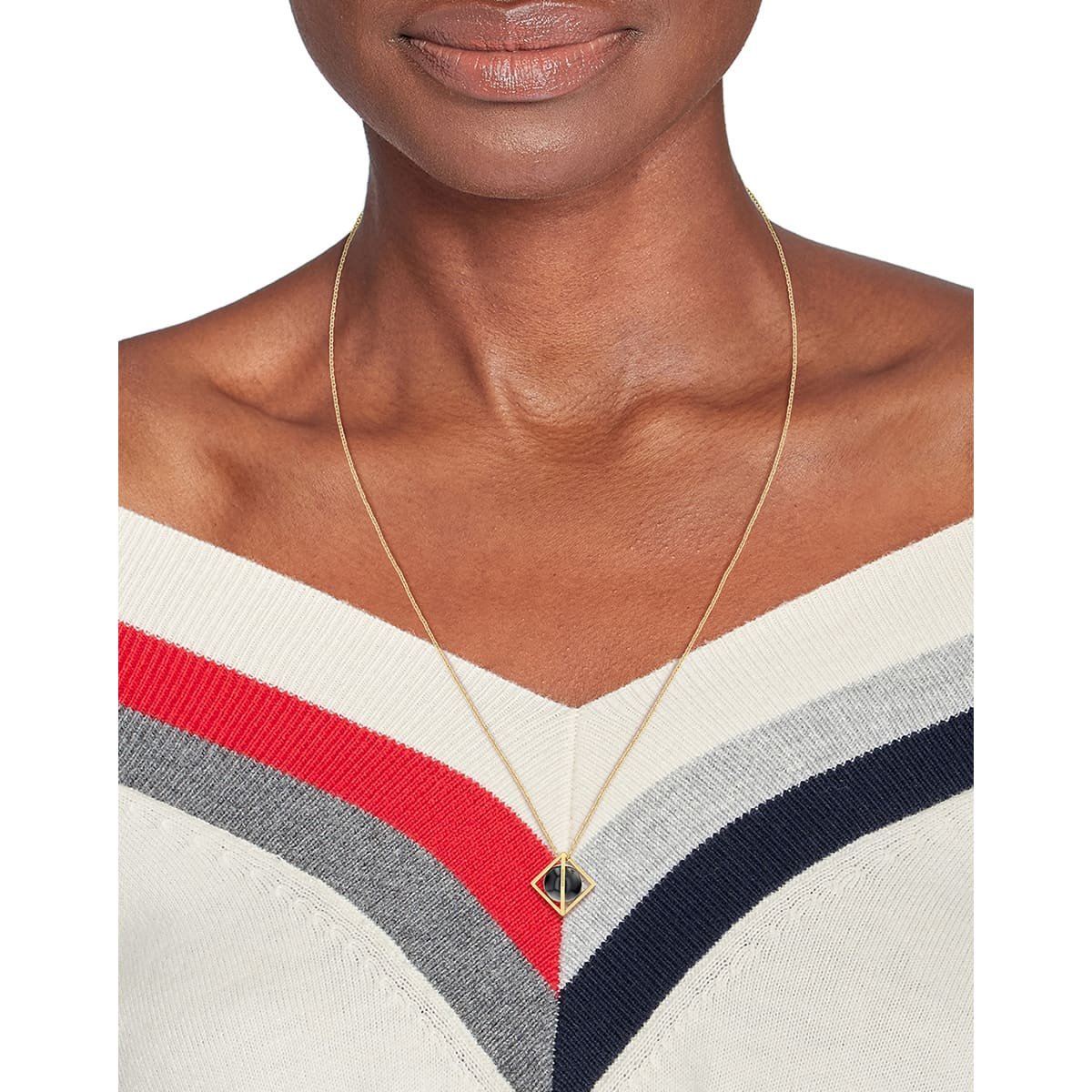 Collar Tommy Hilfiger de Acero Inoxidable y Piedra de Ónix  Dorado/negro  para Mujer