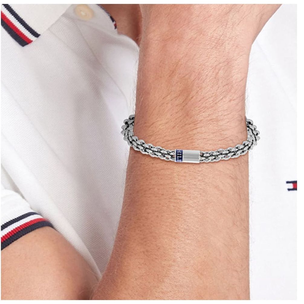 Brazalete Tommy Hilfiger de Acero Inoxidable Plateado para Hombre