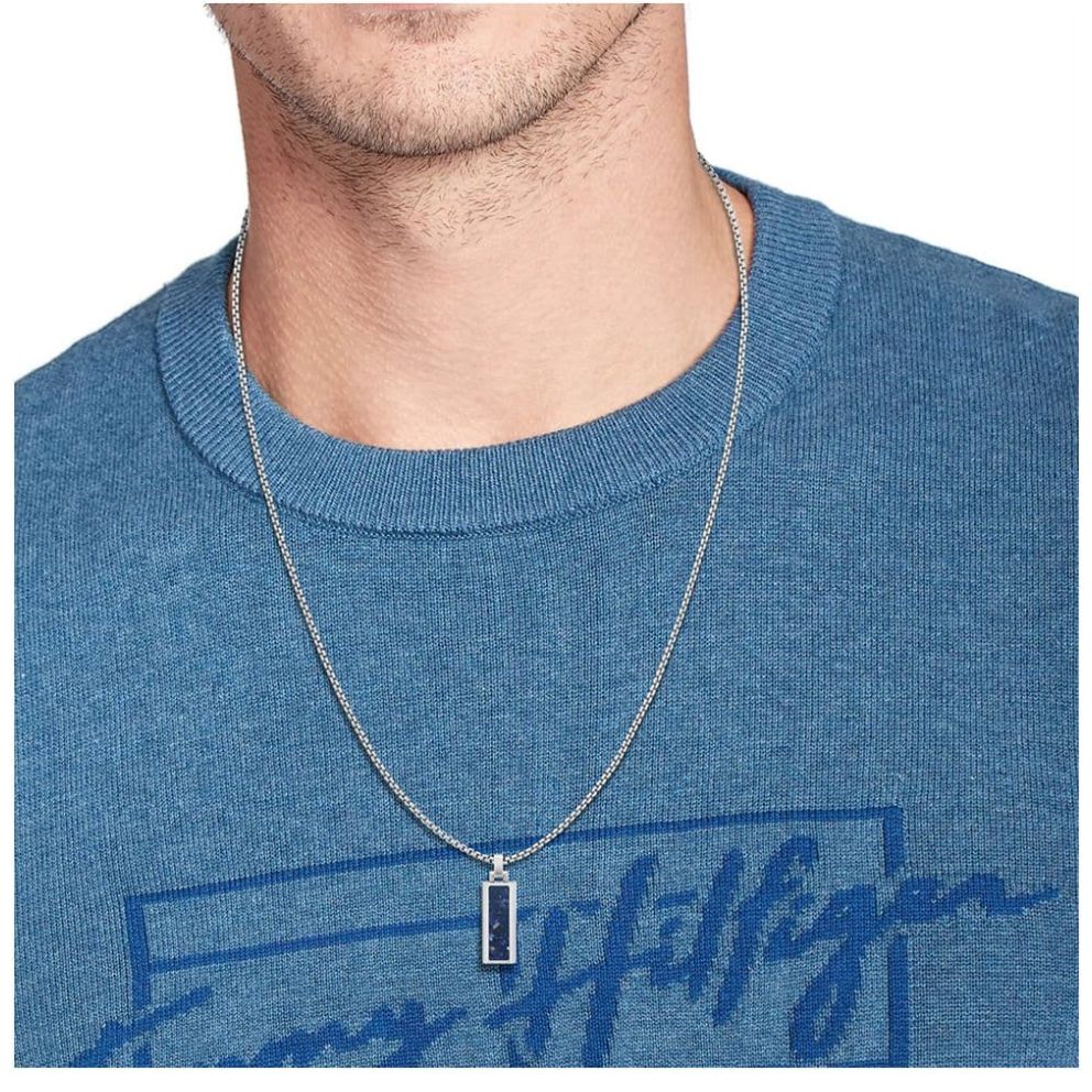 Collar Tommy Hilfiger de Acero Inoxidable y Piedra de Sodalita  Plateado/azul  para Mujer