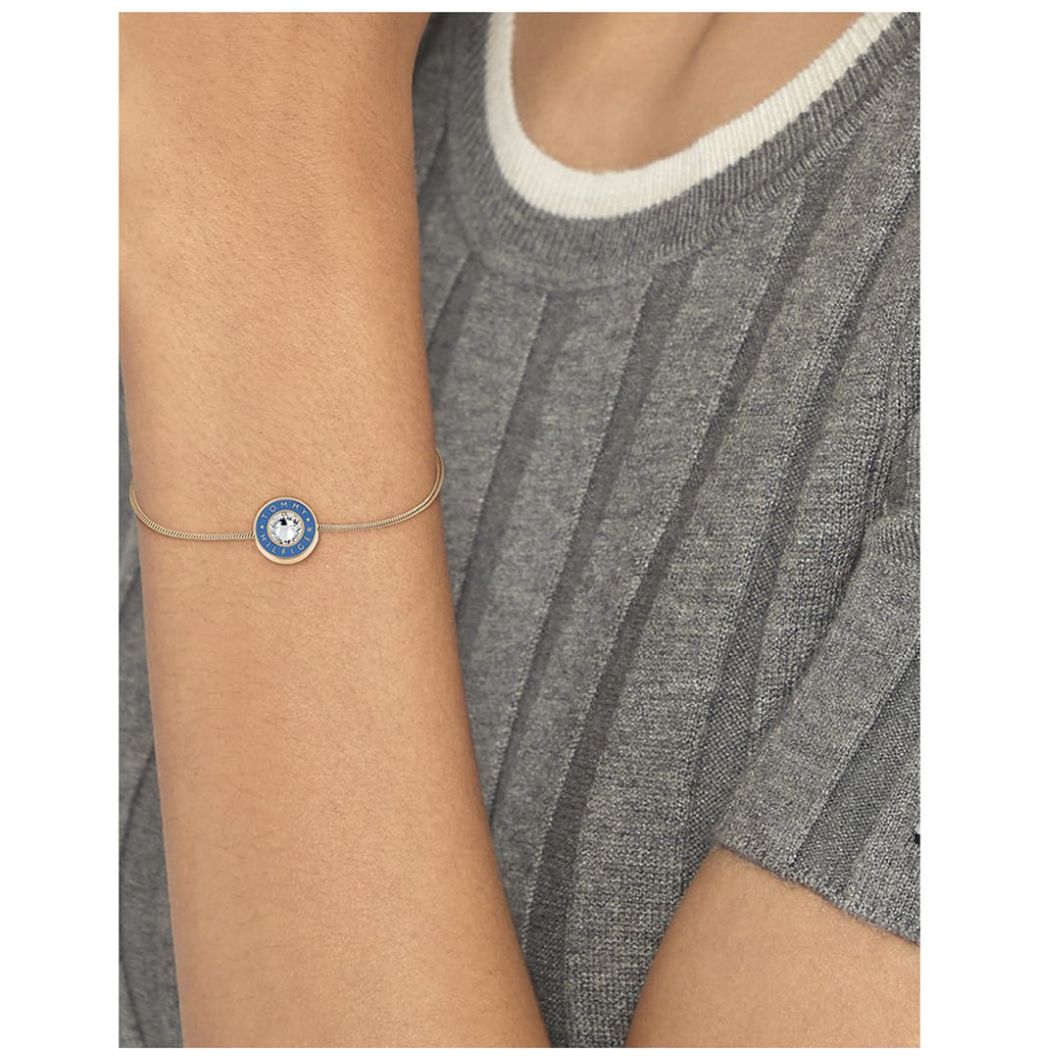 Brazalete Tommy Hilfiger de Aceroinoxidable y Cristal Oro Rosado/azul  para Mujer