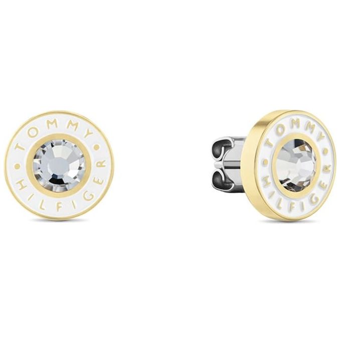 Aretes Acero Inoxidable y Cristal Dorado Tommy Hilfiger