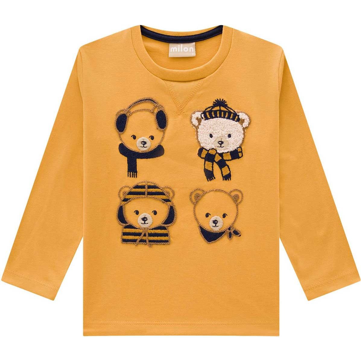 Playera para Bebé Manga Larga Bordado de Osos Milon