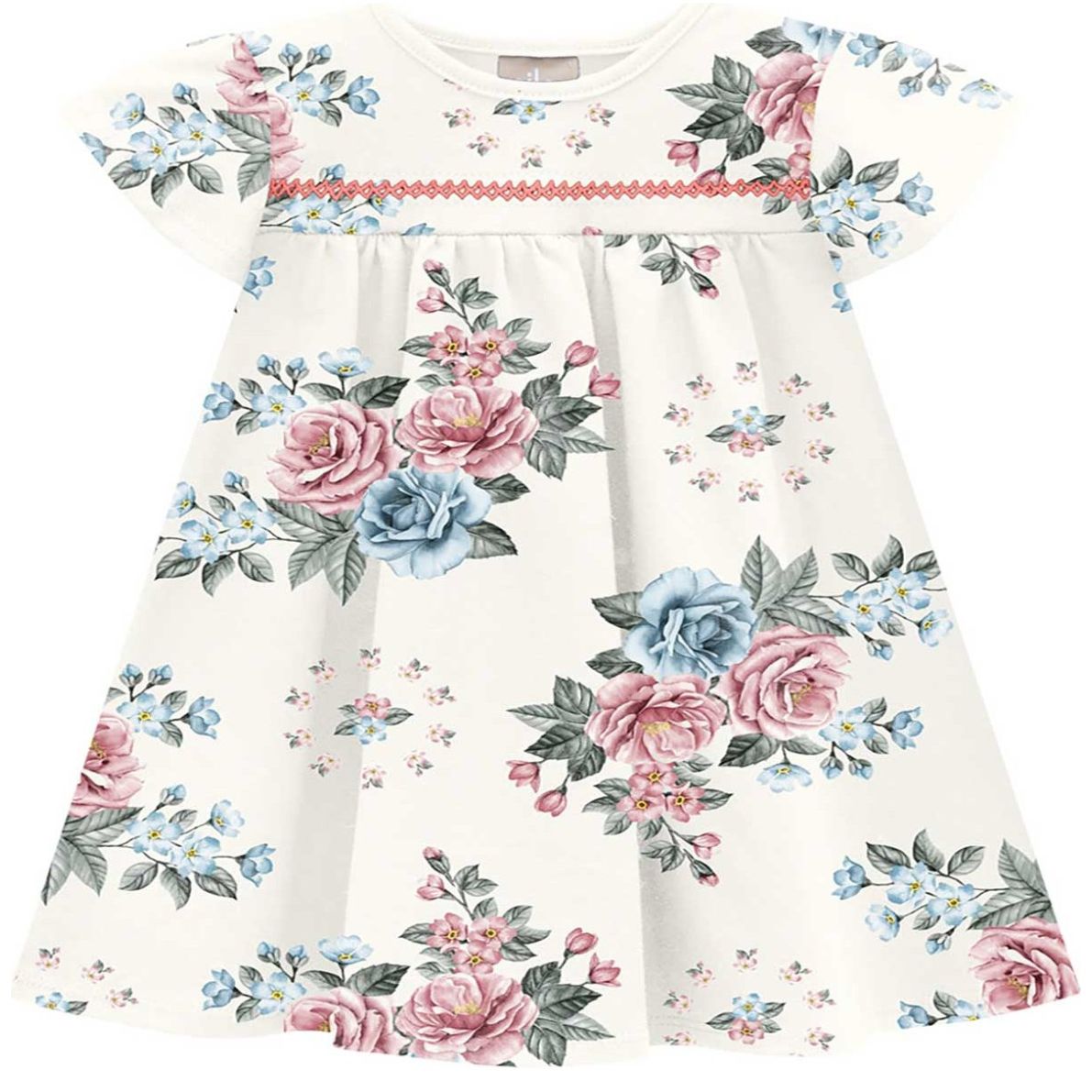 Vestido para Bebé Manga Corta con Estampado de Flores Milon