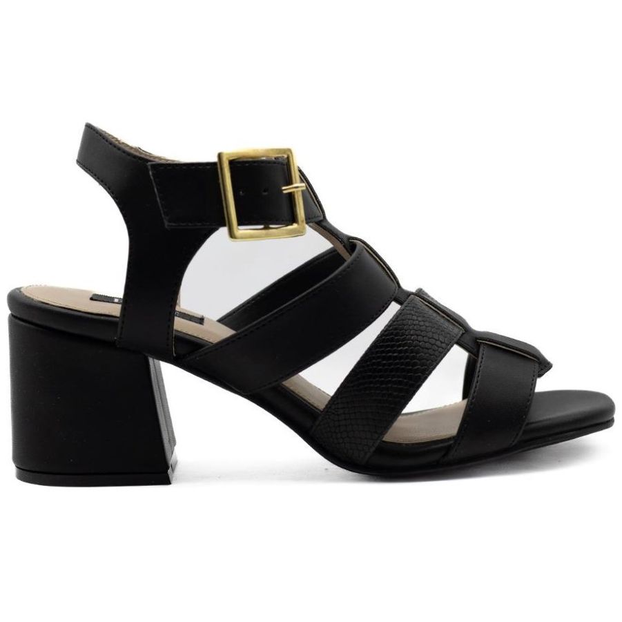 Sandalia Tiras con Ajuste Negro Elle