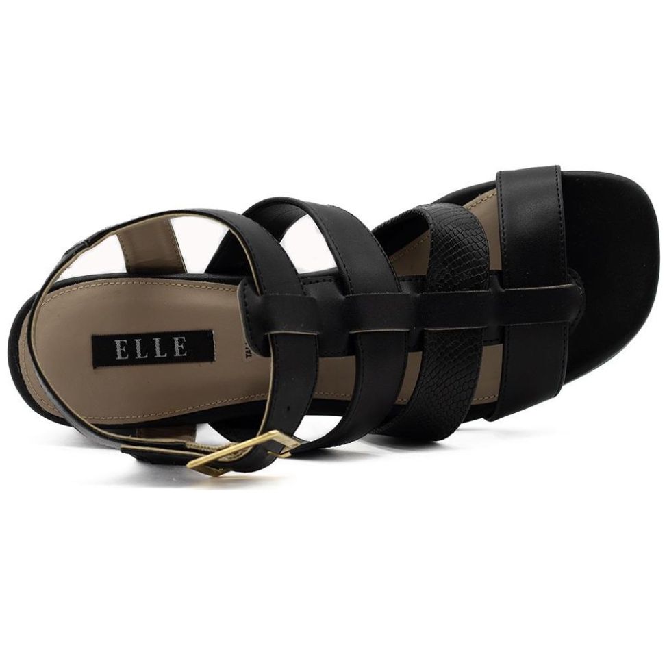Sandalia Tiras con Ajuste Negro Elle