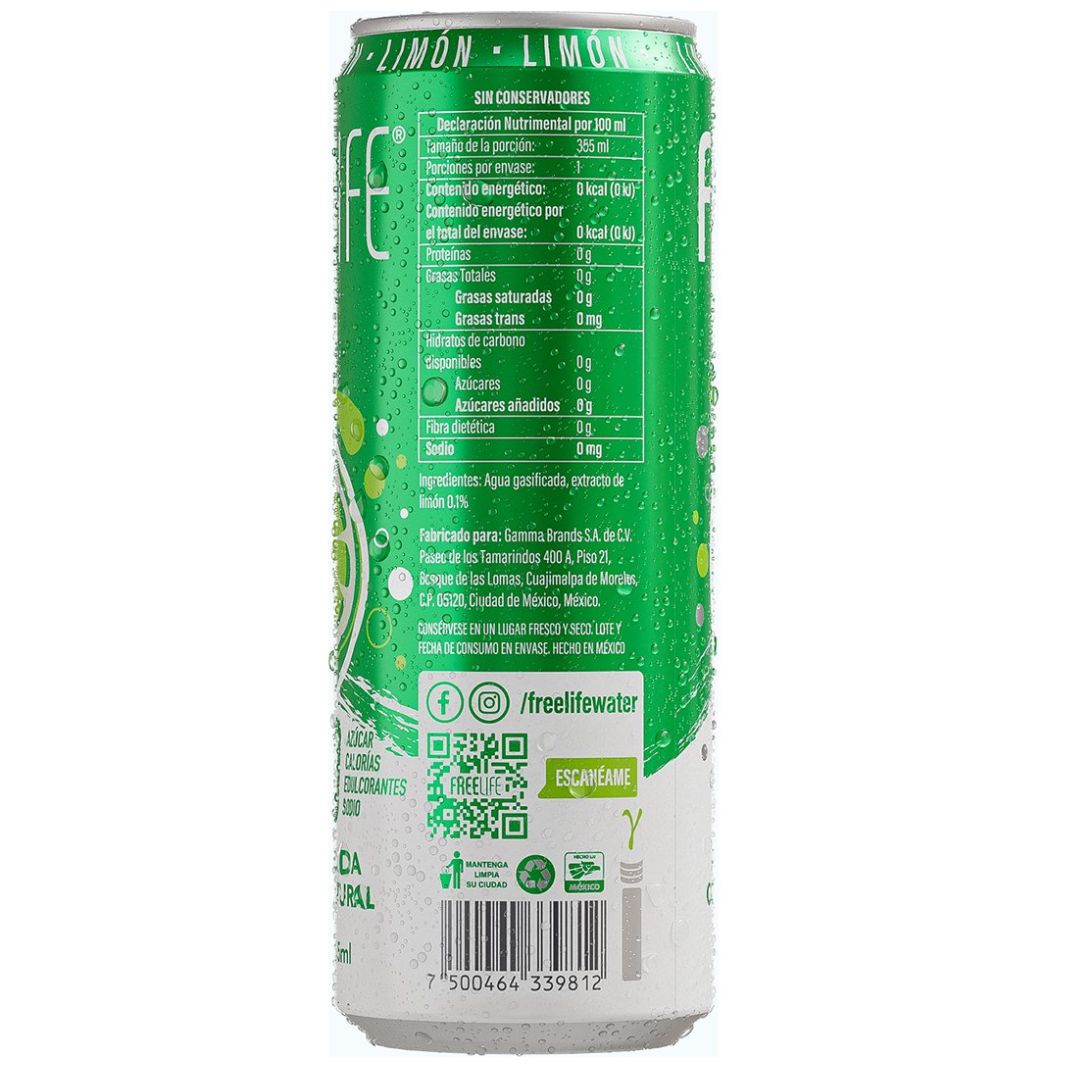  Agua Gasificada con Extracto de Limon Freelife 355 Ml