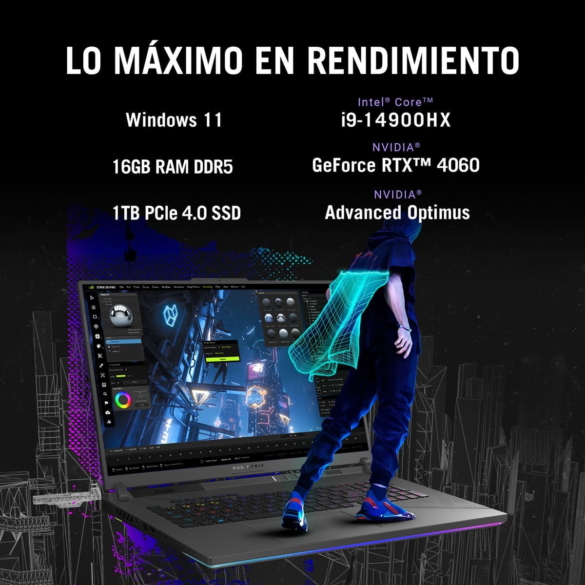 Laptop Asus Rog Strix G614Jvr-N4099W 16 Ram 1Tb Nvidia Rtx4060
