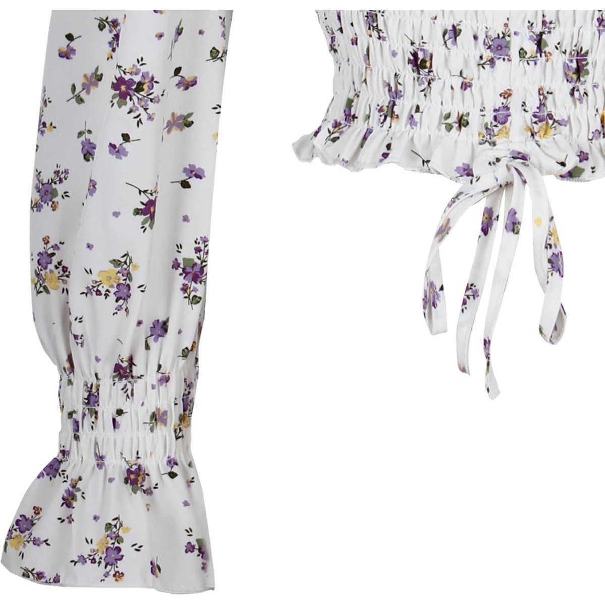 Blusa Just By Basel Manga Larga Cuello Cuadro