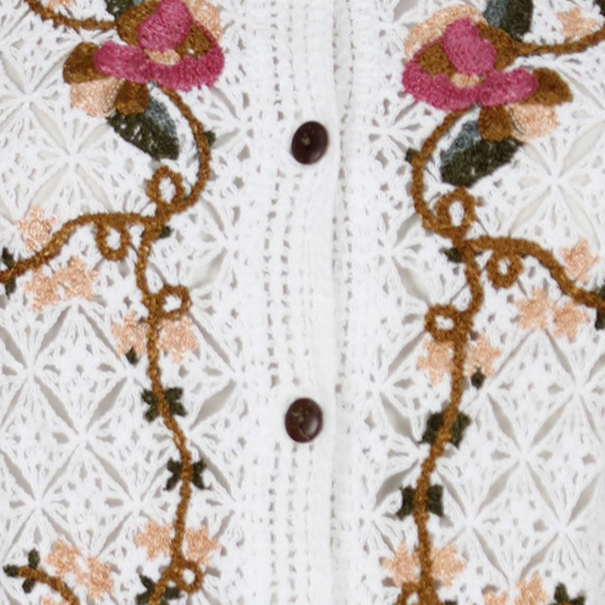 Blusa Just By Basel Manga 3/4 Cuello Redondo Diseño Crochet