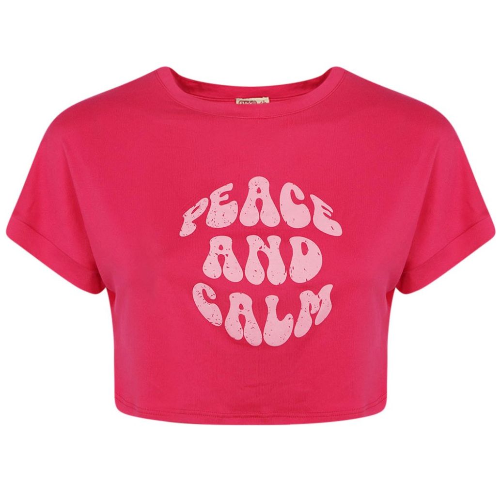 Playera Manga Corta Crop en Brush para Mujer