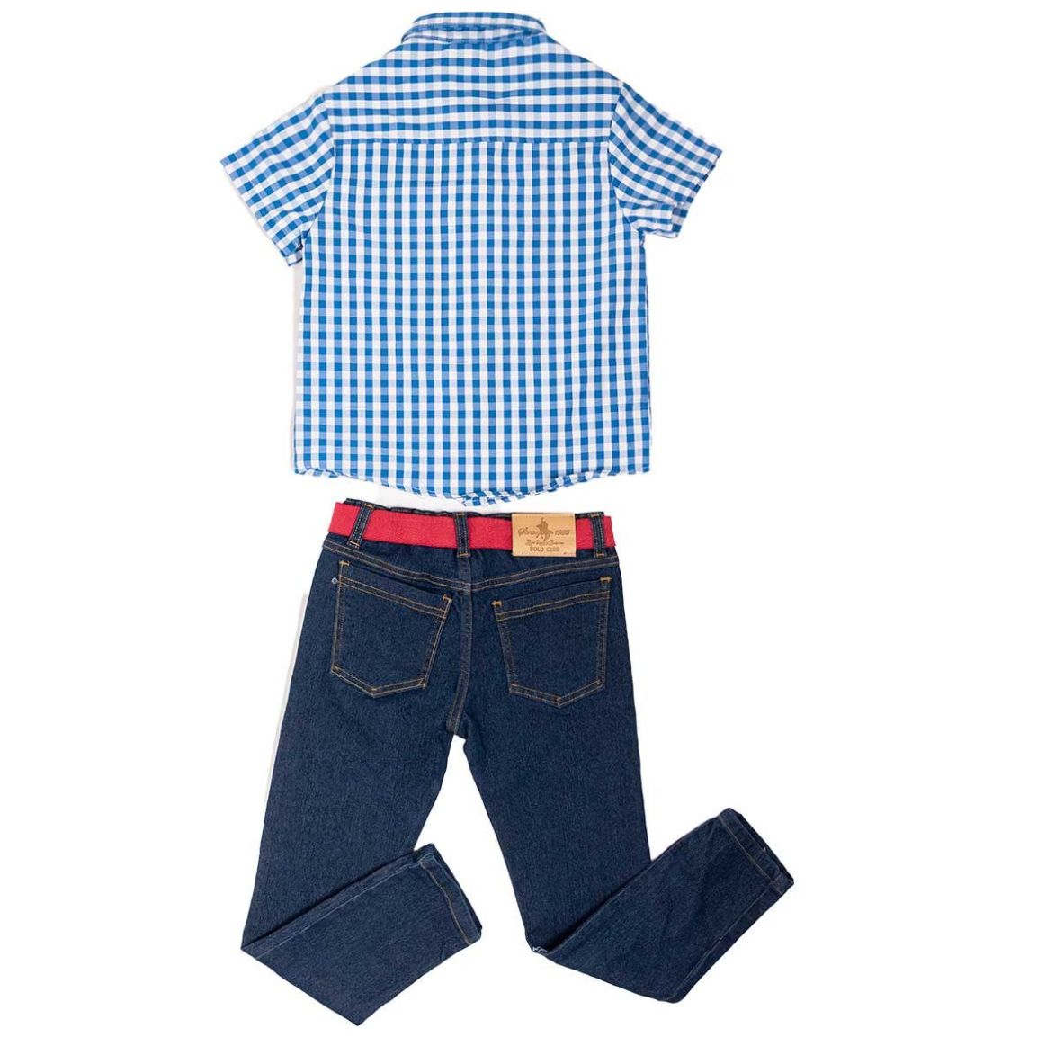 Conjunto para Niño 2 Piezas Camisa Manga Corta de Cuadros Y Pantalón con Cinturón Royal Polo Cub