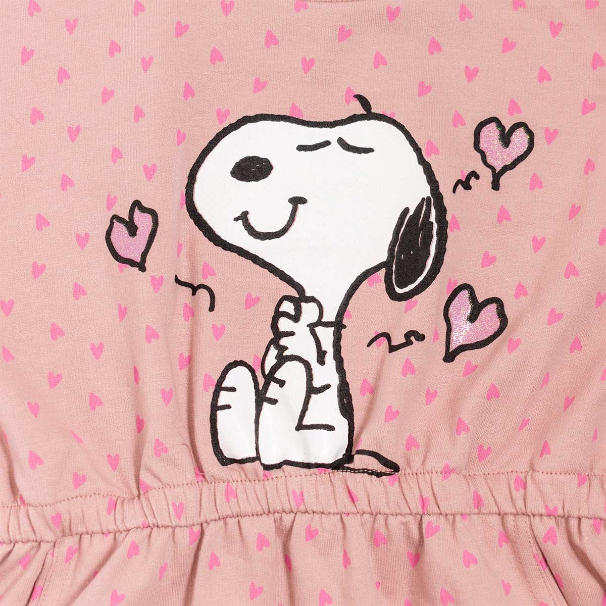 Vestido para Niña Manga Corta Corazones Snoopy