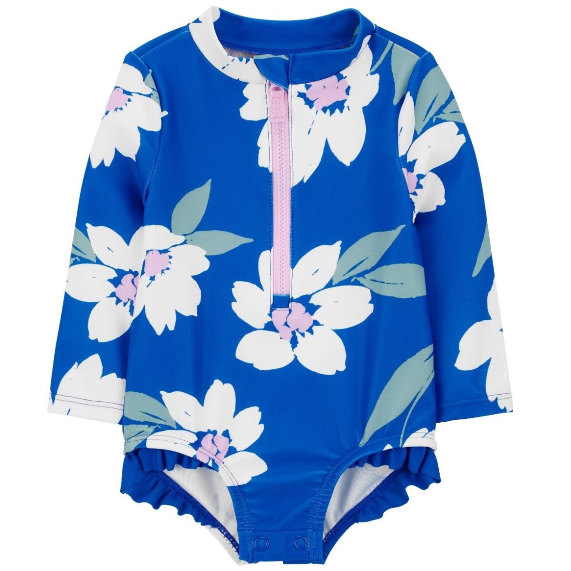 Traje de Baño para Bebé Manga Larga Azul con Flores Carter's