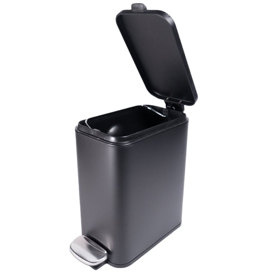 Home Nature Bote de Basura de Metal con Pedal  Color Negro 28.5*30.5*14 Cm