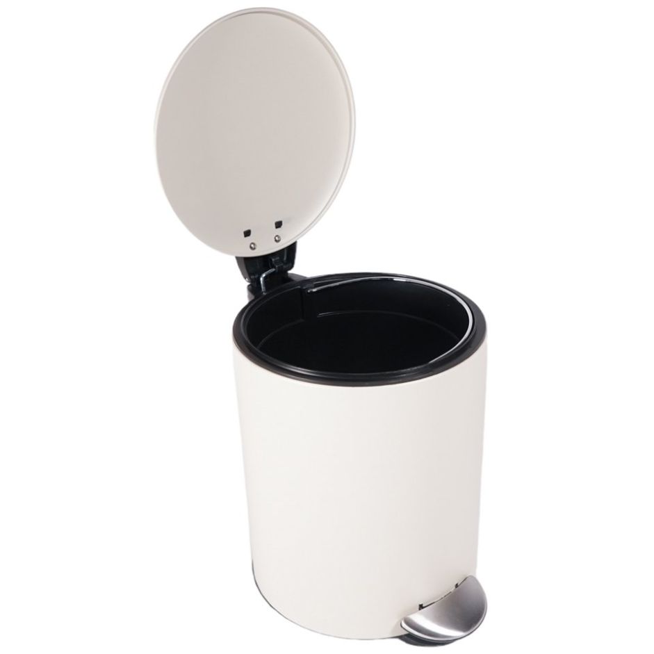 Home Nature Bote de Basura de Metal con Pedal  Color Beige 20.6*26.5*26.5 Cm