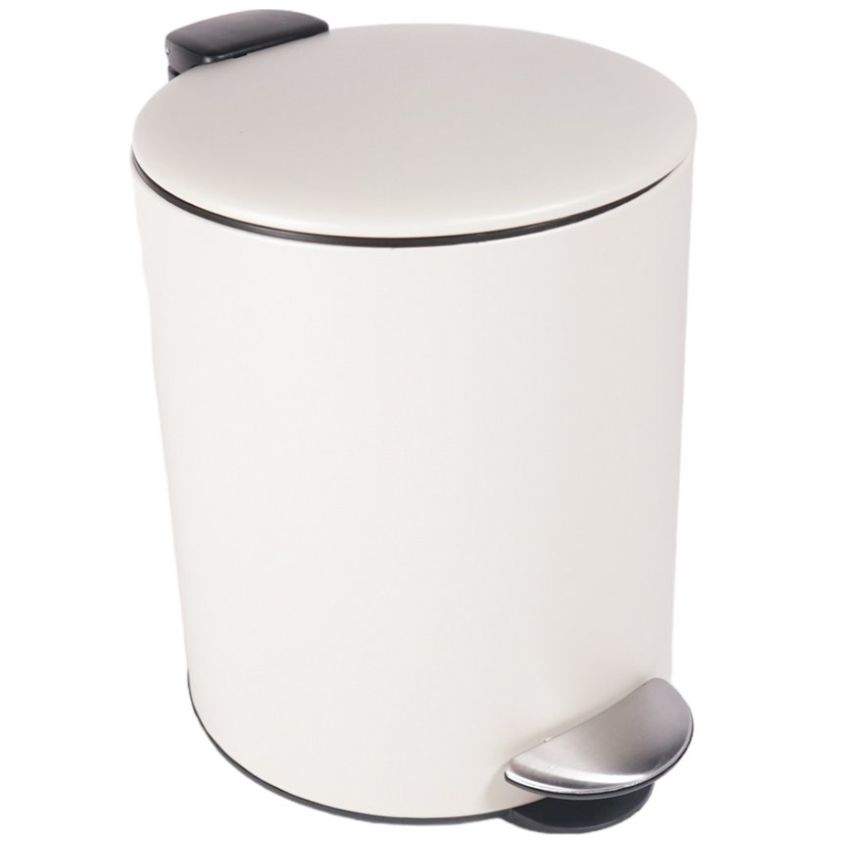 Home Nature Bote de Basura de Metal con Pedal  Color Beige 20.6*26.5*26.5 Cm