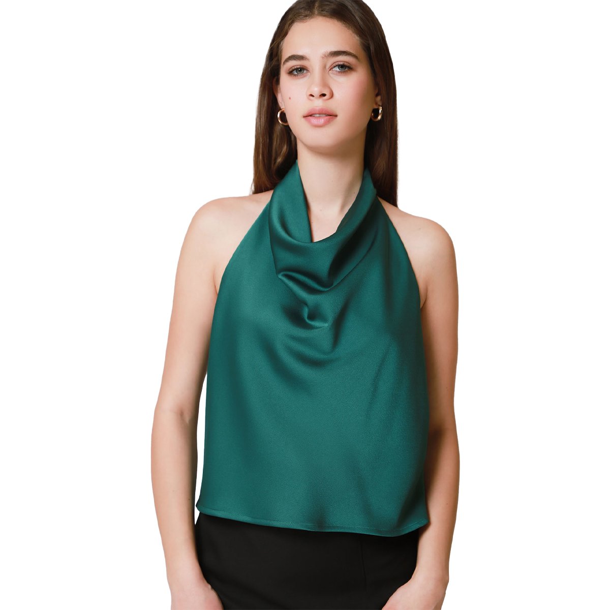 Blusa Cuello Halter Escote Columpio Lob para Mujer