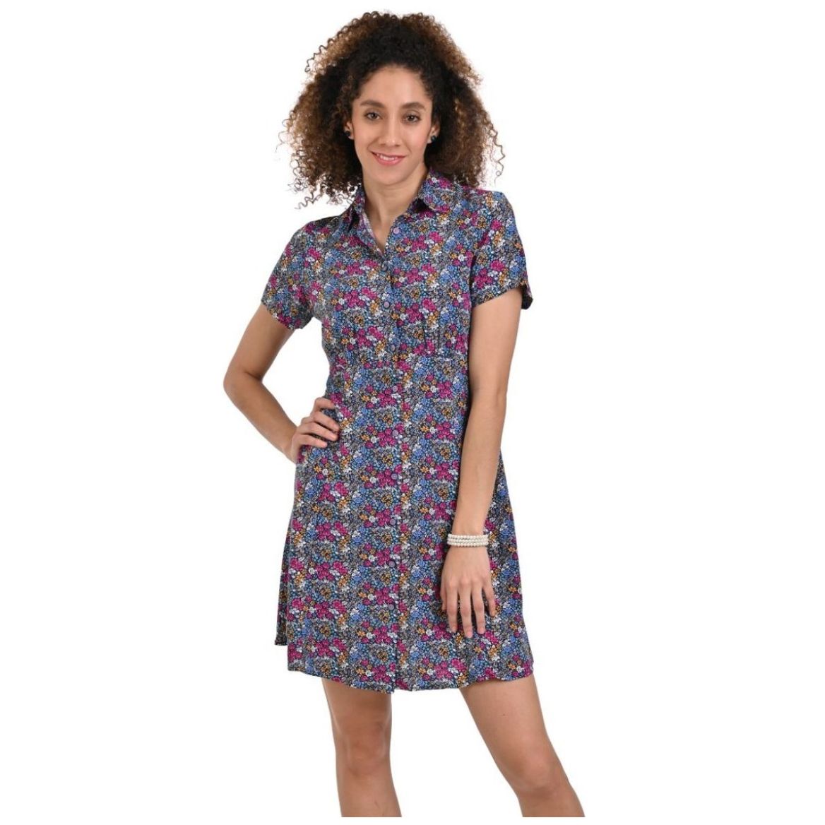 Vestido de Manga Corta Cuello Camisero Supply para Mujer