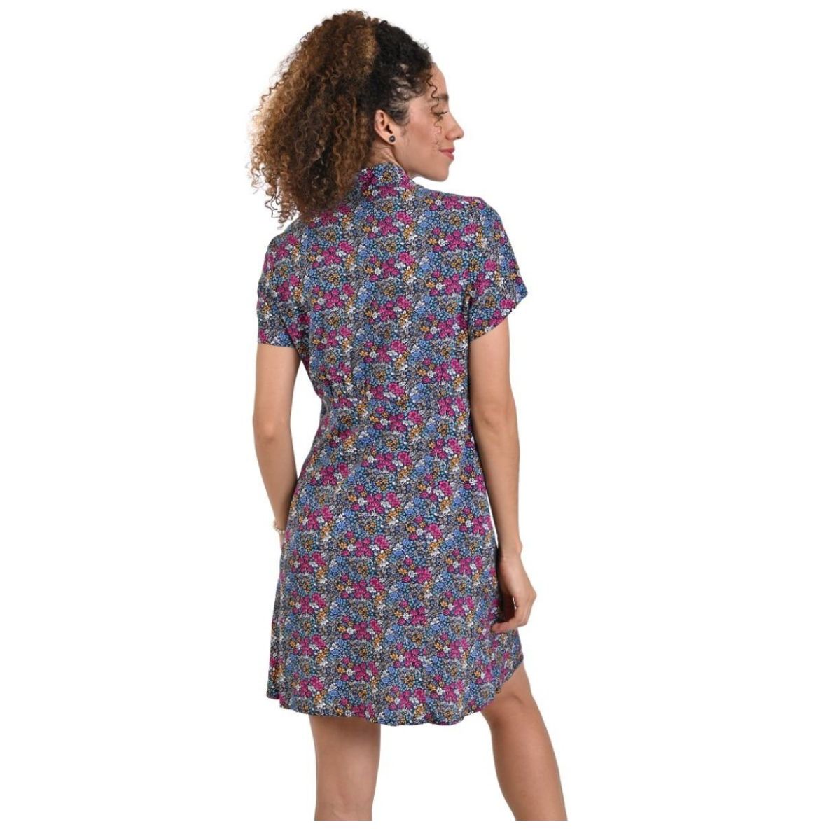 Vestido de Manga Corta Cuello Camisero Supply para Mujer