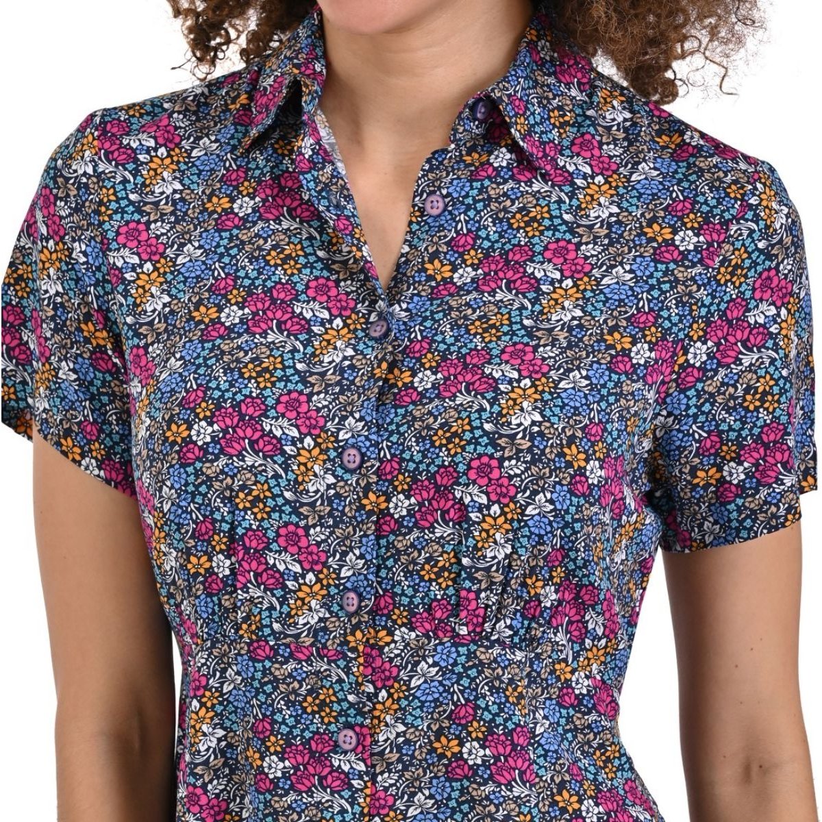 Vestido de Manga Corta Cuello Camisero Supply para Mujer