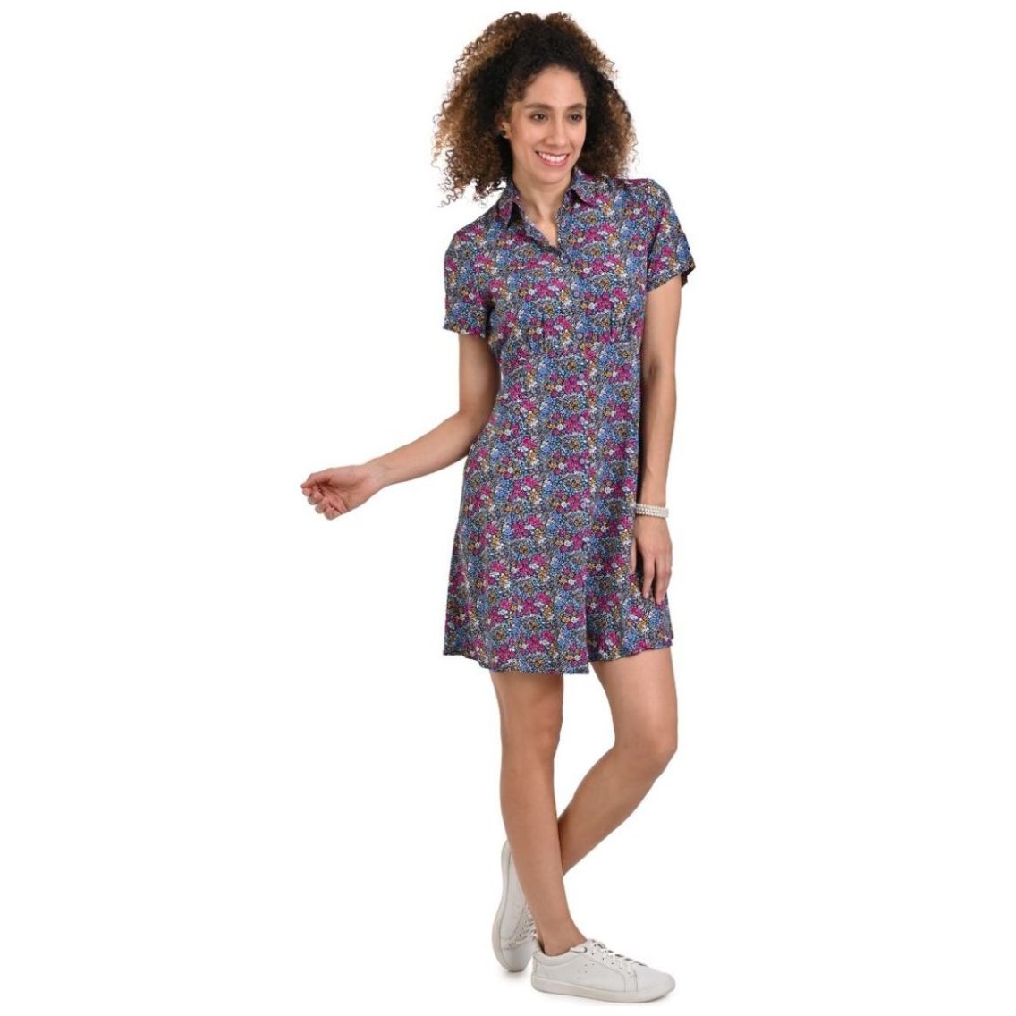 Vestido de Manga Corta Cuello Camisero Supply para Mujer