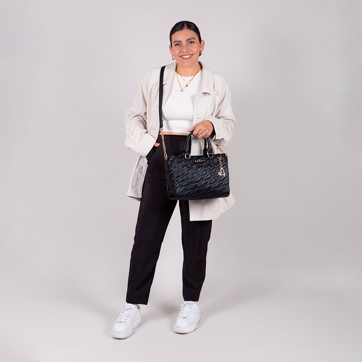 Bolso Satchel Gorett Negro para Mujer
