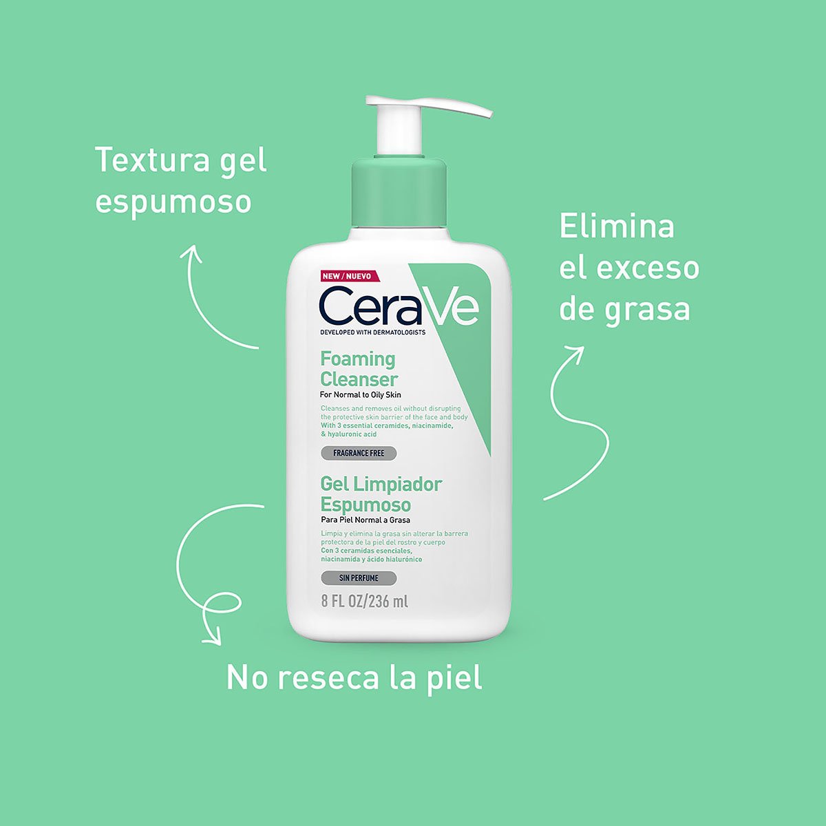 Cerave Gel Limpiador Espumoso 236Ml