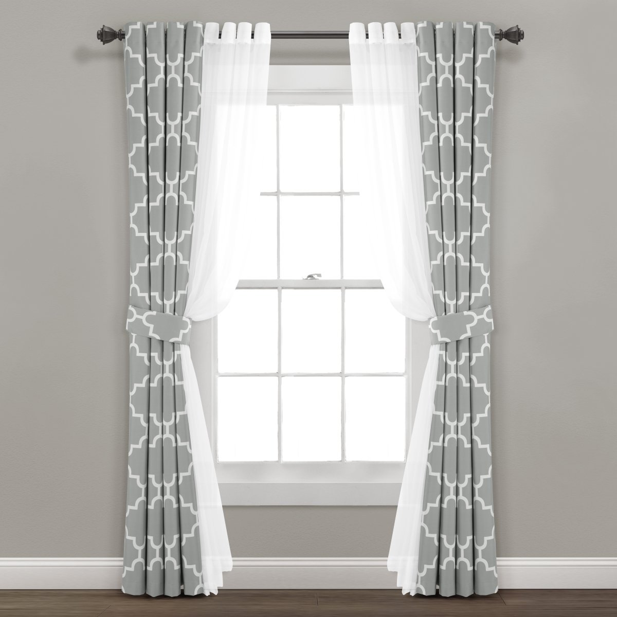 Cortinas Home & Details Bellagio Set de 6 Piezas 1.04X0.84 Gris