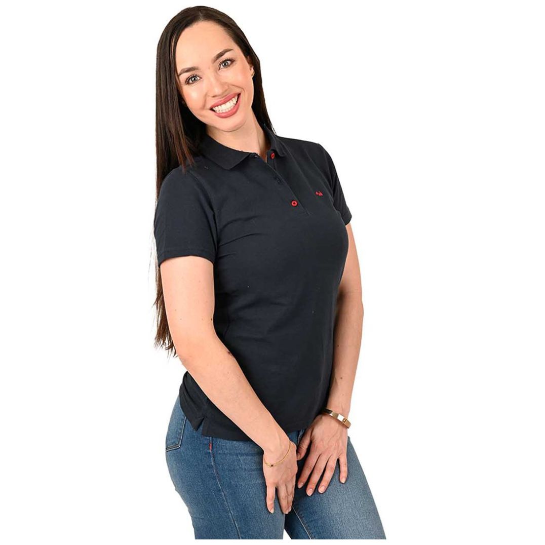 Playera Basic Polo Pique Botón Ferrioni para Mujer