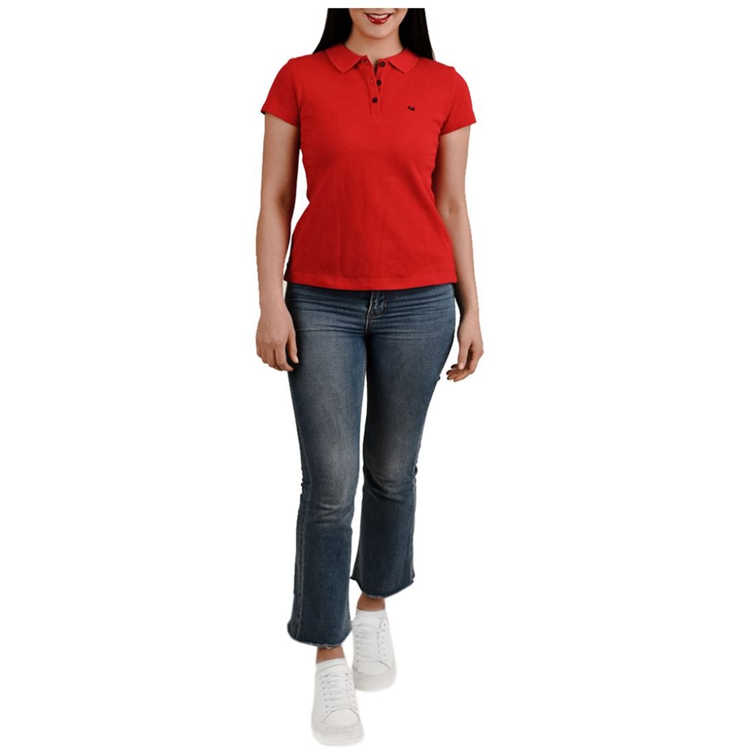 Playera Basic Polo Pique Botón Ferrioni para Mujer