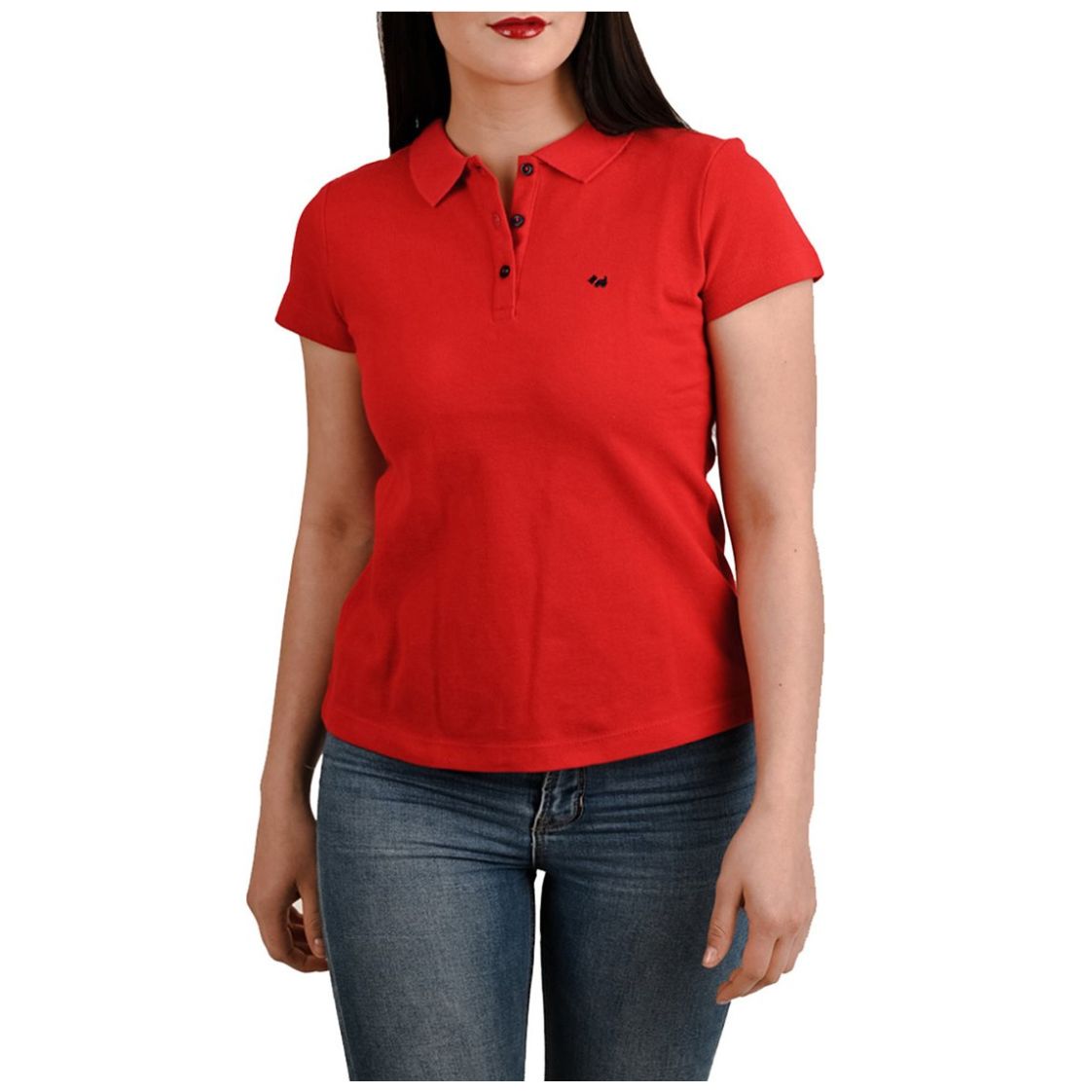 Playera Basic Polo Pique Botón Ferrioni para Mujer