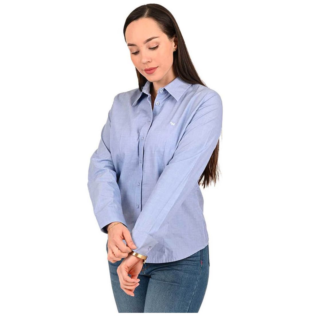 Blusa Fil Manga Corta con Botones Ferrioni para Mujer