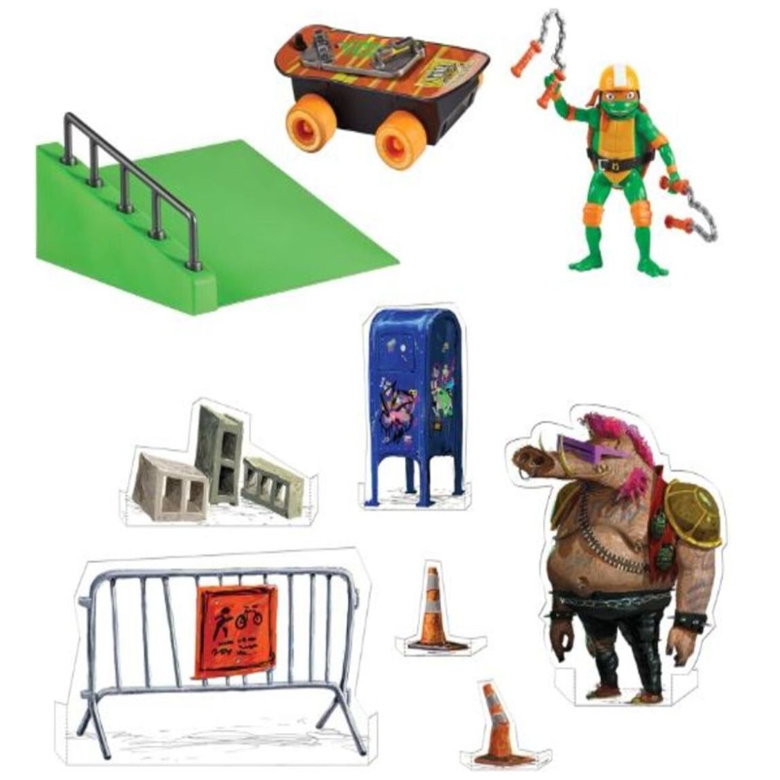 Tmnt Movie Figura con Patineta - Miguel Angel