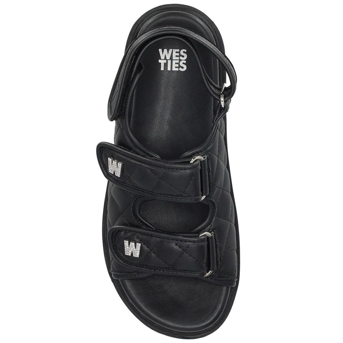 Sandalia Westies con Aplicación de Bordado y Fijación Velcro Punta Redonda para Mujer