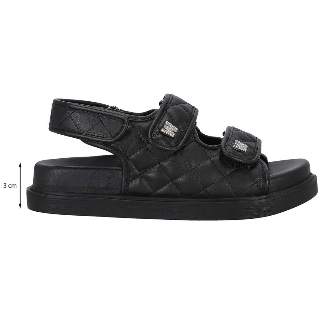 Sandalia Westies con Aplicación de Bordado y Fijación Velcro Punta Redonda para Mujer