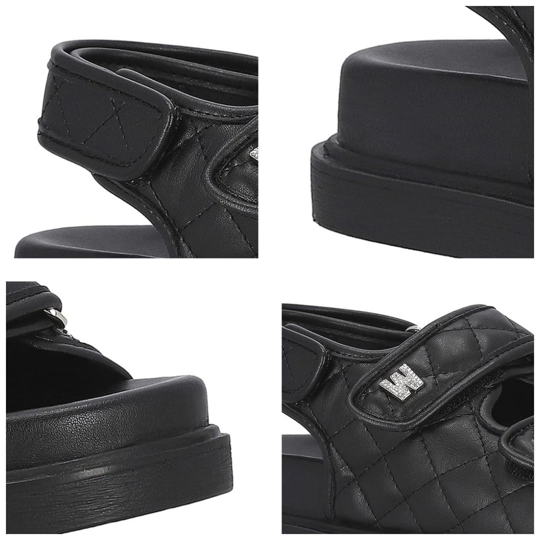 Sandalia Westies con Aplicación de Bordado y Fijación Velcro Punta Redonda para Mujer