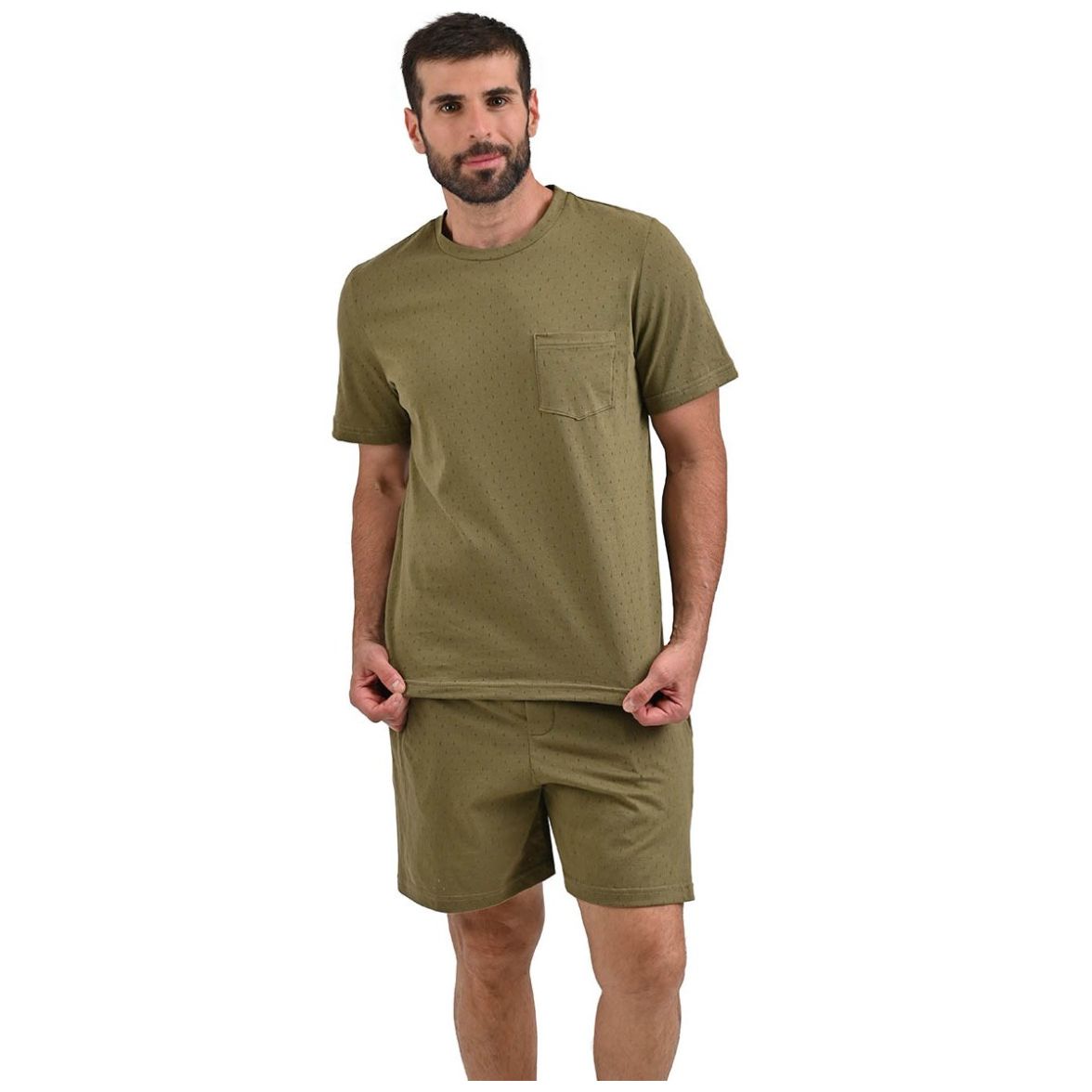 Pijama Isotoner con Short Diseño Liso para Hombre