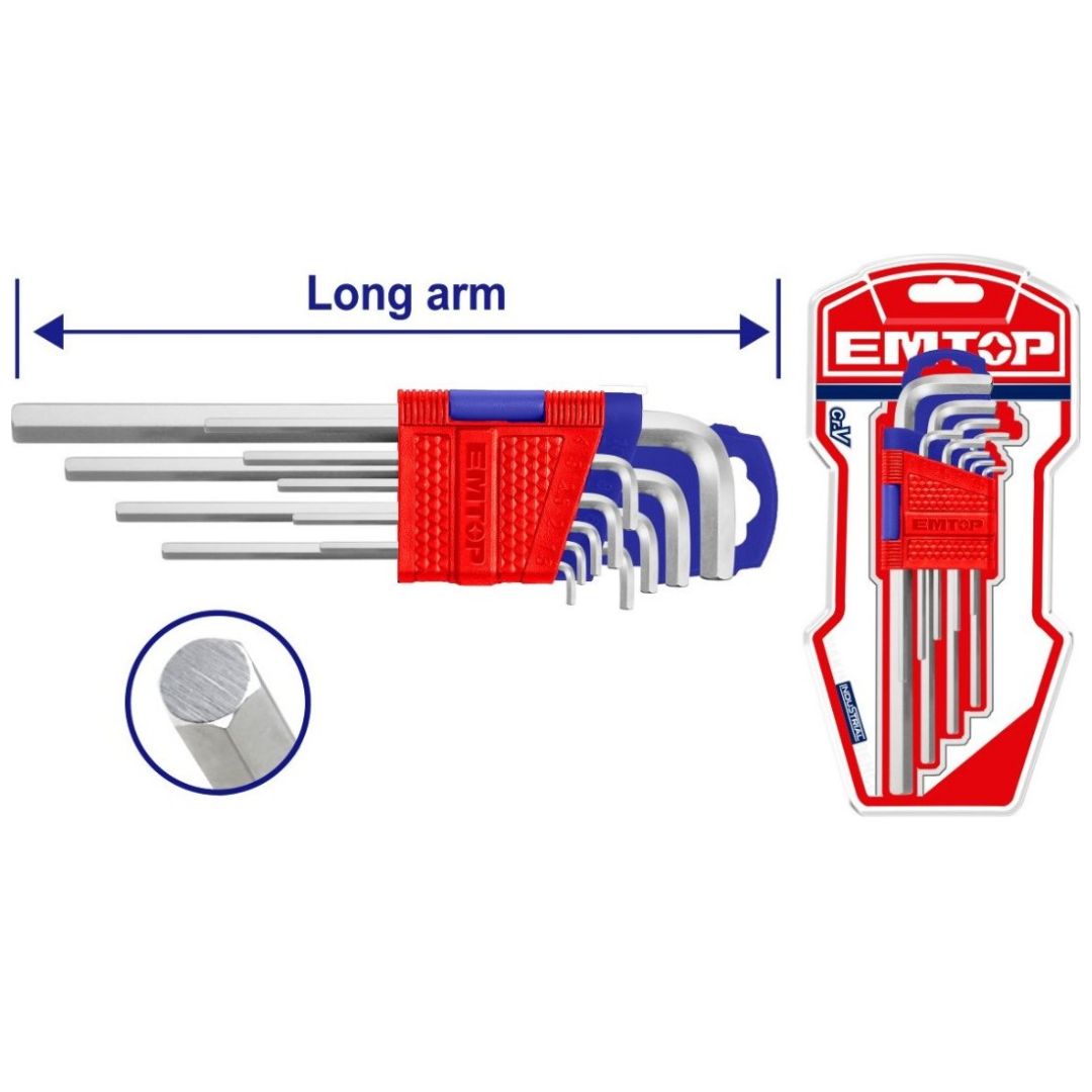 Juego de 9 Llaves Hexagonales Allen Emtop